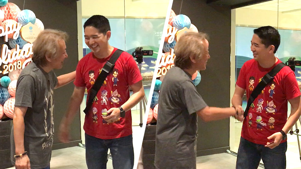 こちらの方はドラゴンボールのTシャツで参戦！堀川りょうとガッチリ握手！